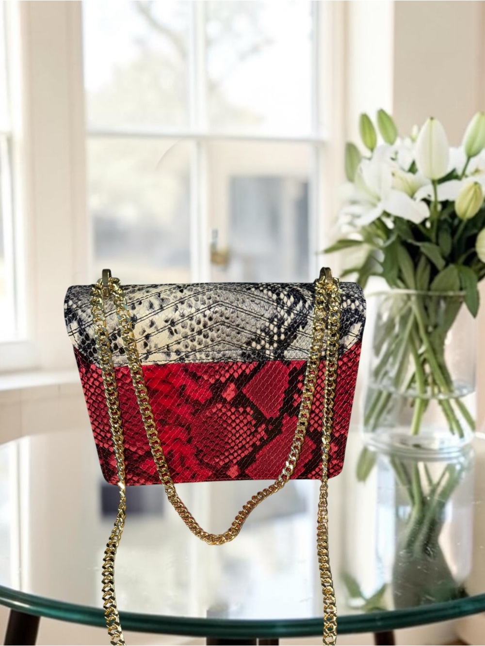 Ted Baker London Belida Python-Embossed Leather Envelope Crossbody Like New - Picture 9 of 13